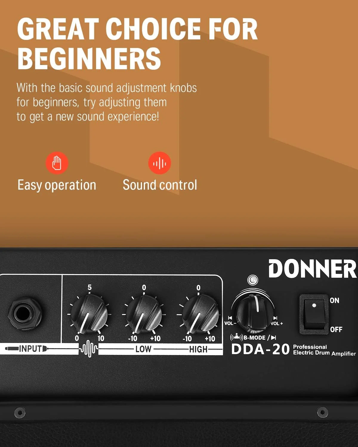 Mini Electric Drum Amp 20W Portable Bluetooth Keyboard Amplifier for Home Practice DDA-20
