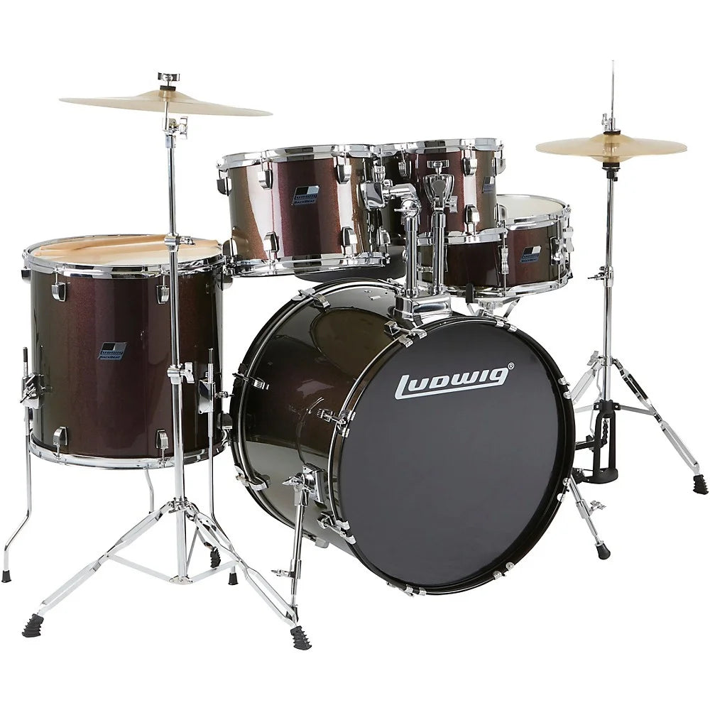 Backbeat Complete 5-Piece Drum Set with Hardware and Cymbals - Metallic Purple Mist