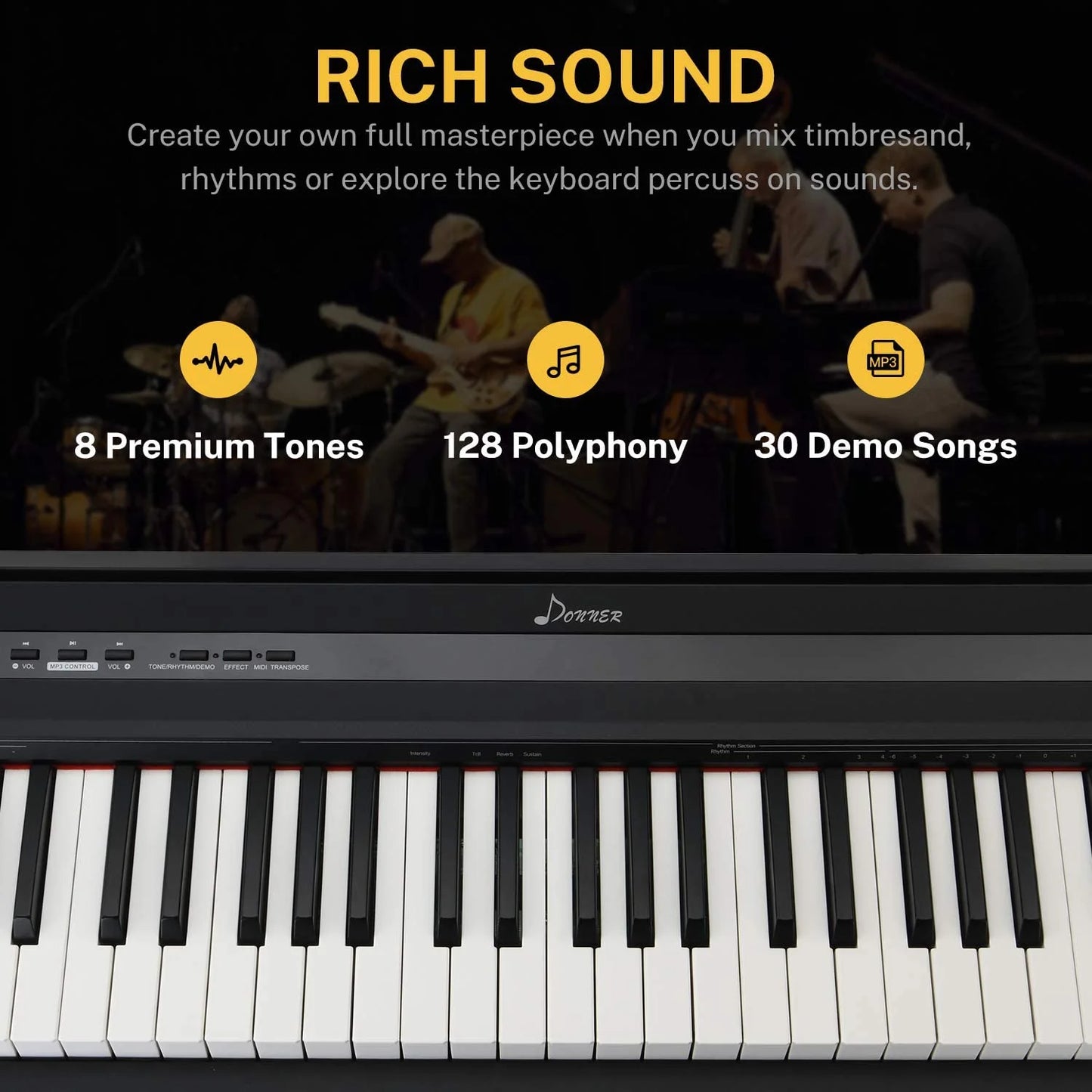 DEP-10 Digital Piano 88 Key Weighted, Full-Size Electric Piano Portable Keyboard for Beginners, with Furniture Stand, Triple Pedals, Power Supply