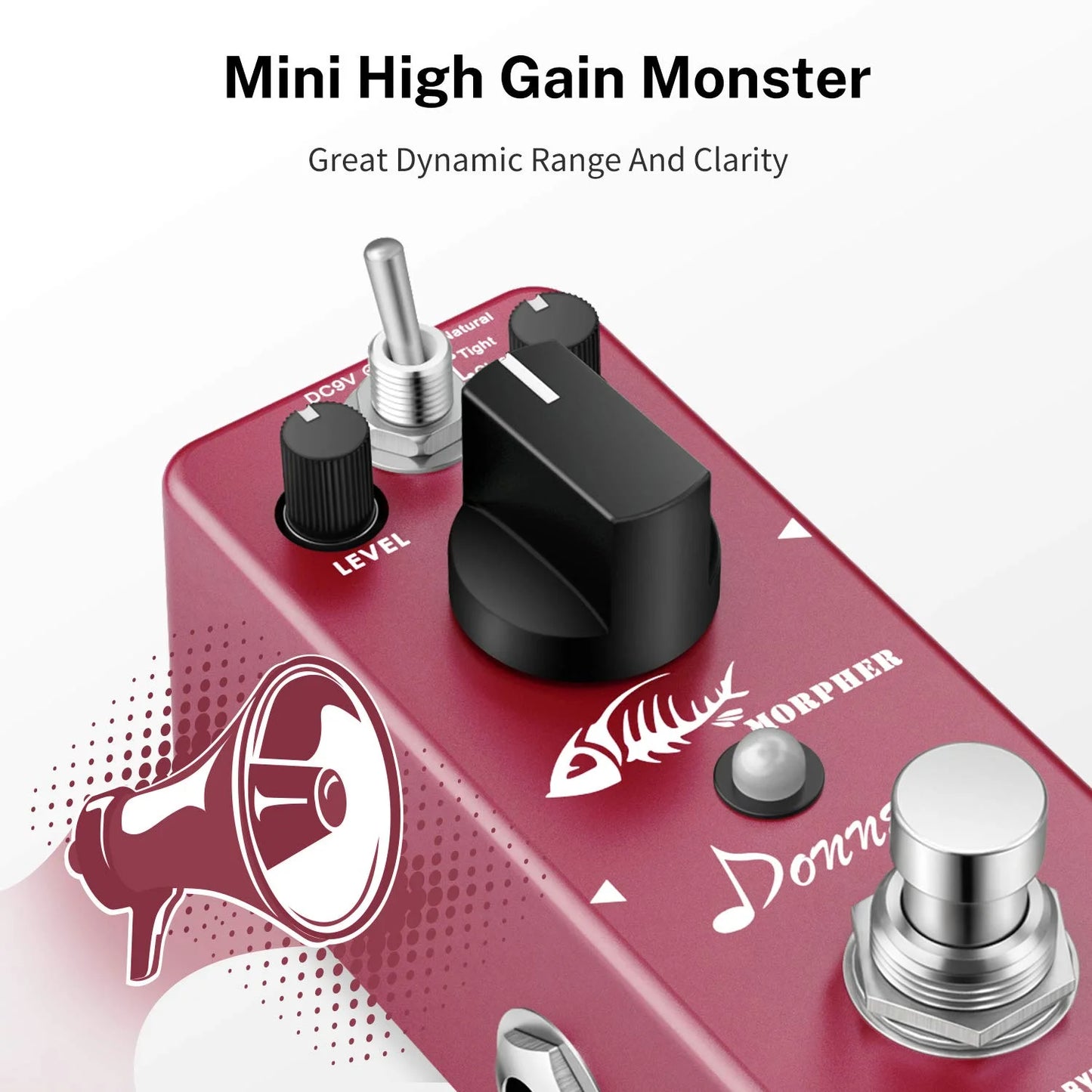 Distortion Guitar Pedal, Morpher Distortion 3 Modes Natural, Tight, Classic Crunch 80S Metal for Electric Guitar True Bypass