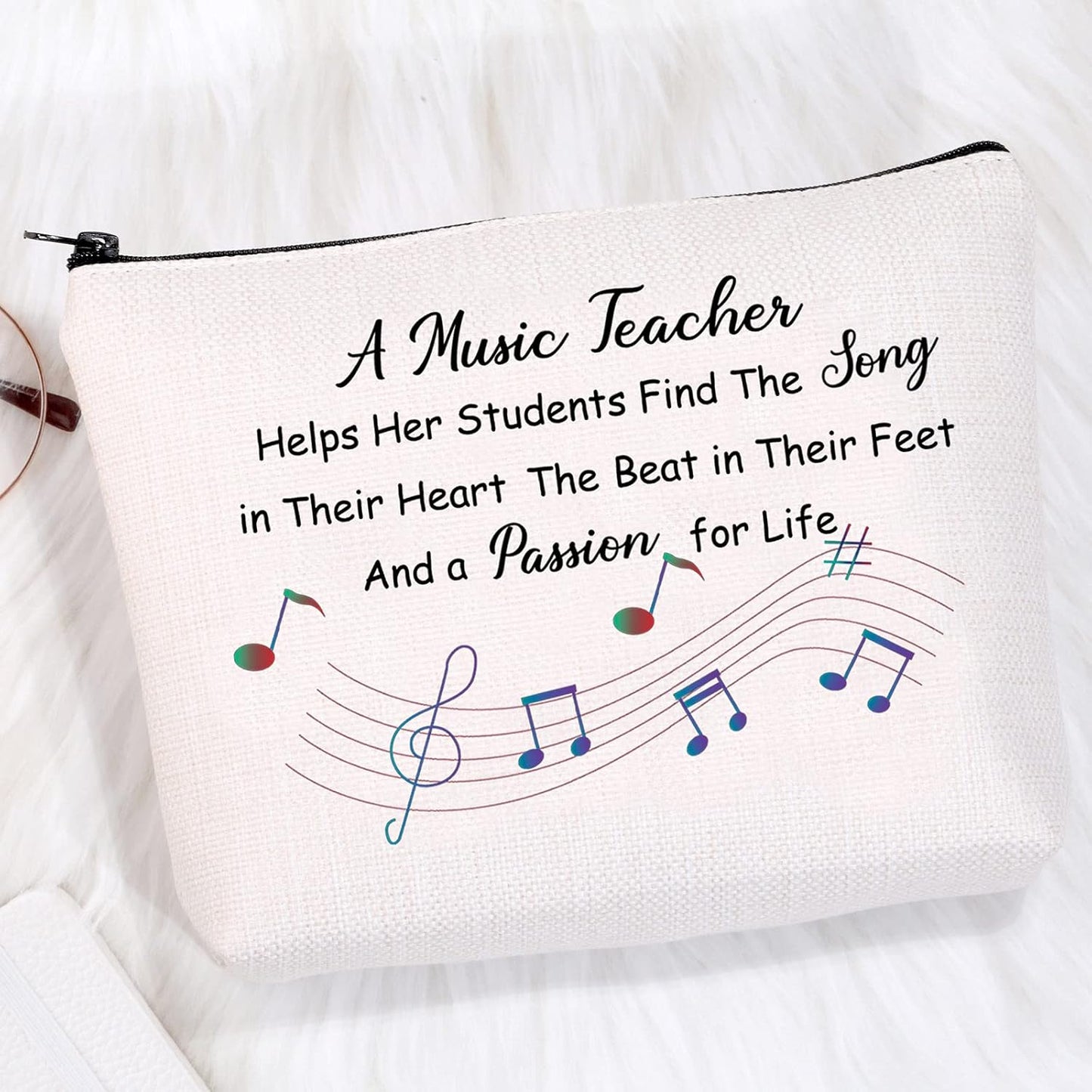 Music Teacher Gifts Music Teacher Bag Makeup Cosmetic Pouch Music Teacher Appreciation Gifts for Women Music Teacher Travel Toiletry Bag Pencil Pouch (Music Teacher Cosmetic Bag)