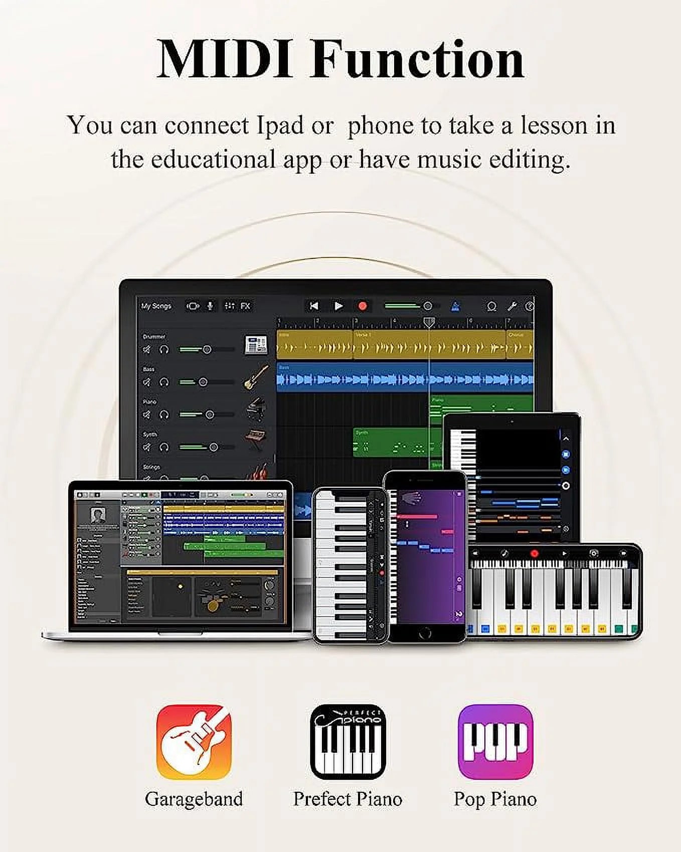 Extra save 30 EP-10 Beginner Foldable Digital Piano 88 Key Full Size Semi Weighted Keyboard, Bluetooth Portable Electric Piano with Piano Bag