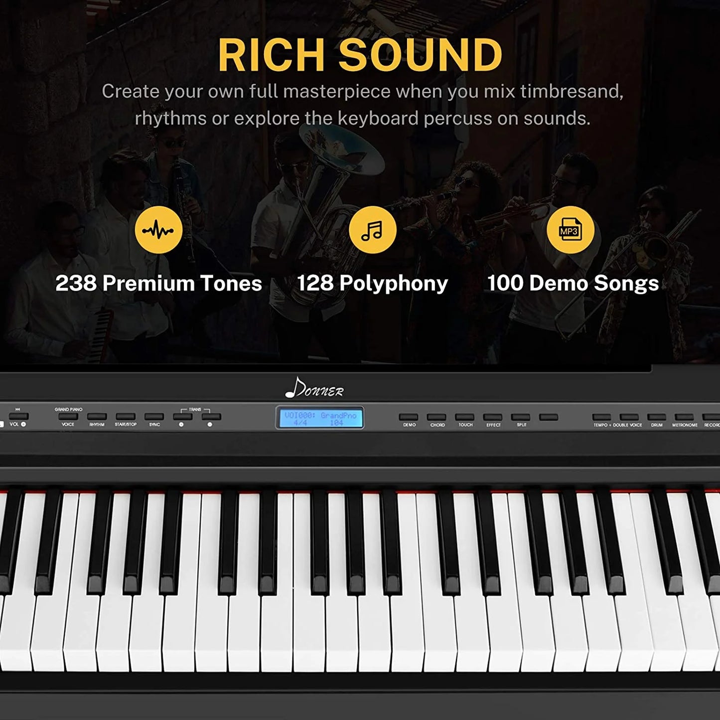DEP-20 Beginner Digital Piano 88 Keys Full Size Weighted Keyboard, Portable Electric Piano