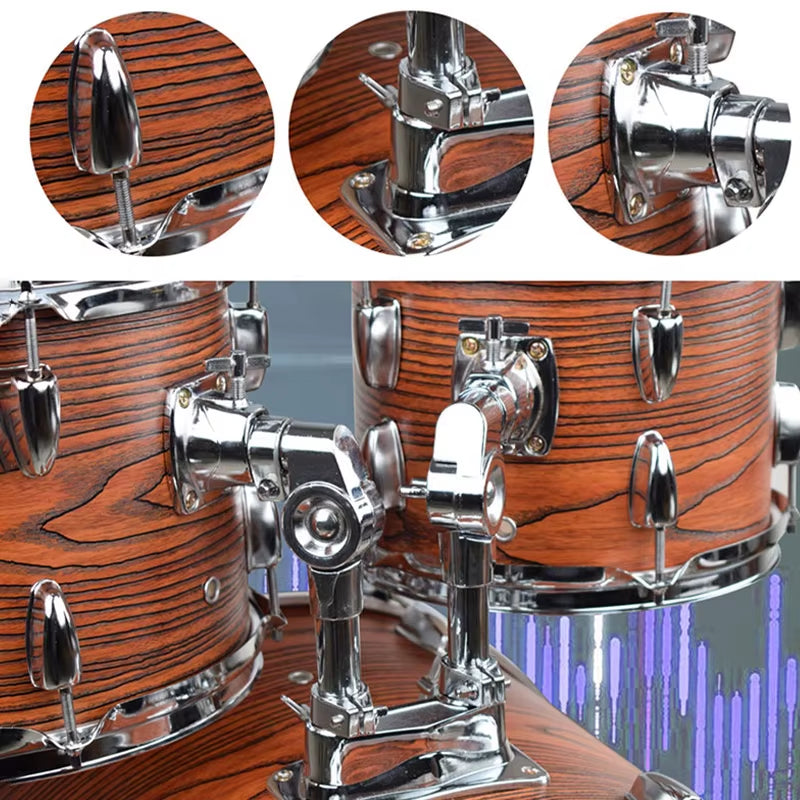 Adult Drum Set Jazz Drum Kit 5 Drums 3 Cymbals Beginner Children Entry-Level Practice Performance Drums Percussion Instrument