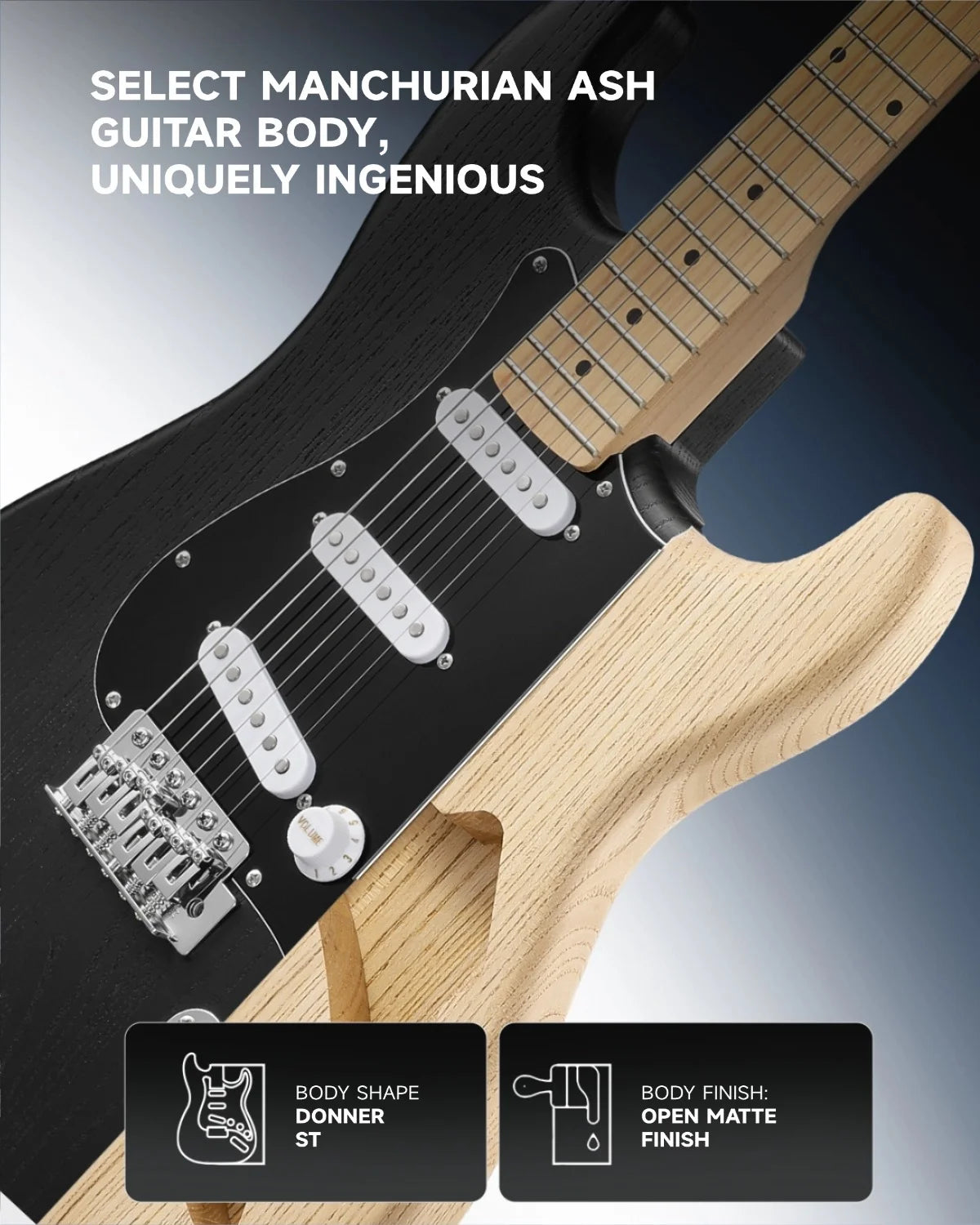 Electric Guitar Kits for Beginner Right Hand S-S-S Pickups Strater Sets, Black DST-80