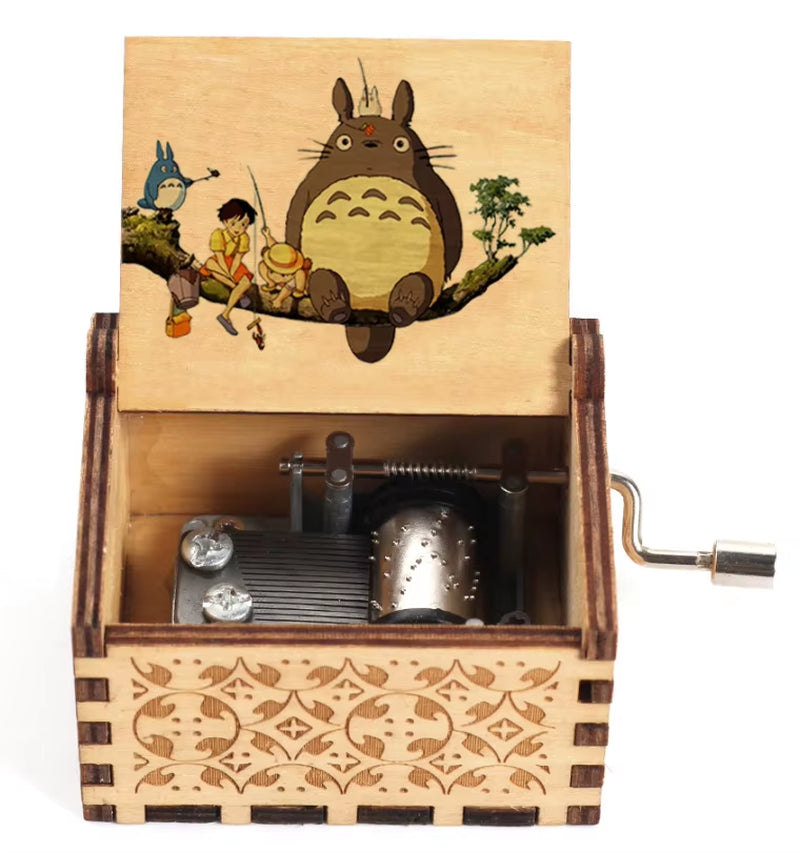 2025 HOT NEW Good Play Toy Wooden Painted Music Box, Totoro Music Gift, Ornament, Light Luxury Wooden Hand Cranked Music Box