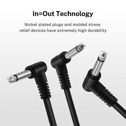 6 Inch Guitar Patch Cable Guitar Effect Pedal Cables Black 6 Pack