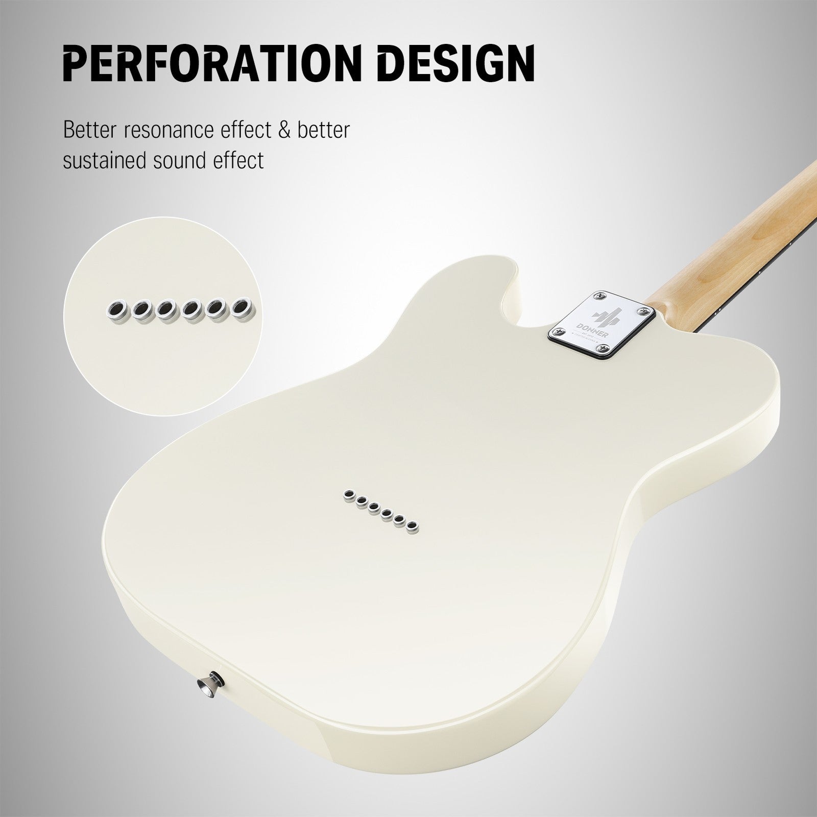 🎸 Donner DTL-100 Electric Guitar with Gig Bag Solid Body SS Pickup Glossy White