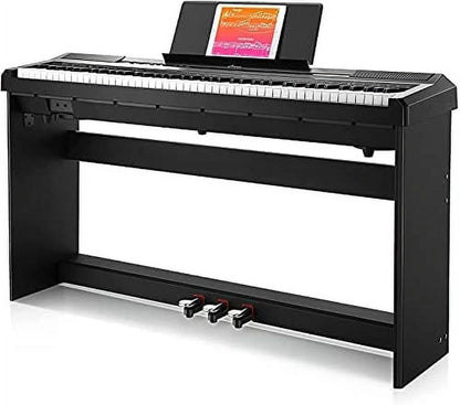 DEP-10 Digital Piano 88 Key Weighted, Full-Size Electric Piano Portable Keyboard for Beginners, with Furniture Stand, Triple Pedals, Power Supply