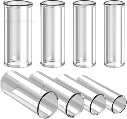8 Pieces Glass Guitar Slide for Electric and Multisize - Length 2.76 Inch, Clear