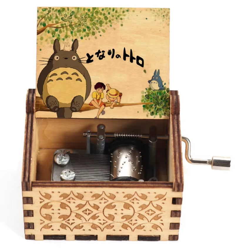 2025 HOT NEW Good Play Toy Wooden Painted Music Box, Totoro Music Gift, Ornament, Light Luxury Wooden Hand Cranked Music Box