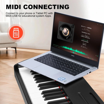 88 Key Digital Piano Keyboard Full-Size Semi-Weighted Electric Piano with Sustain Pedal, Music Rest, Black