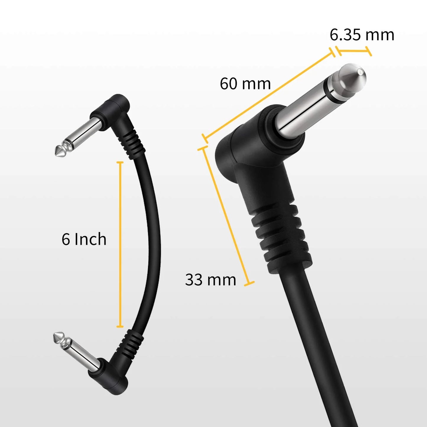 6 Inch Guitar Patch Cable Guitar Effect Pedal Cables Black 6 Pack