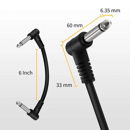 6 Inch Guitar Patch Cable Guitar Effect Pedal Cables Black 6 Pack