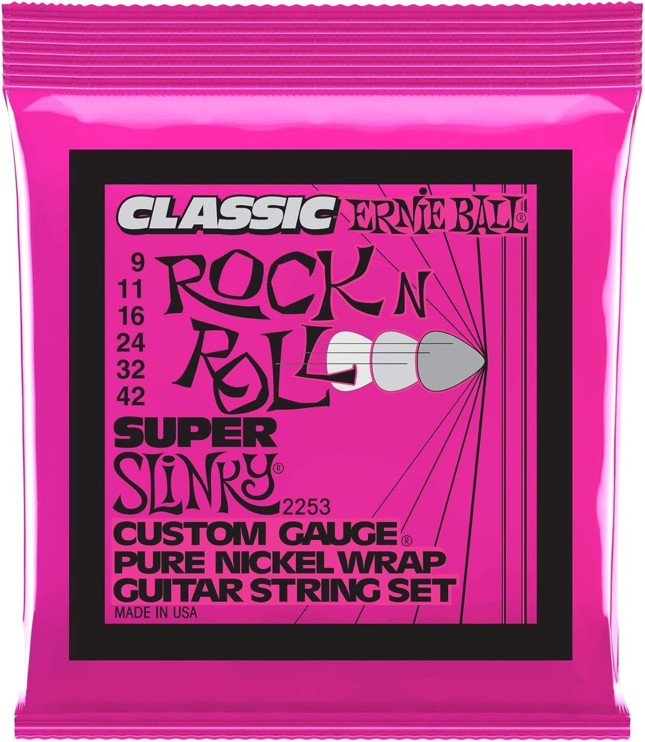 Ernie Ball Super Slinky Classic Pure Nickel Single Pack, (9-42)