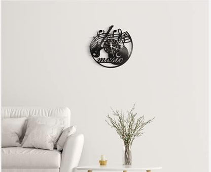 Music Vinyl Record Wall Clock, Music Room Decoration, Music Theme Wall Clock. (Music A)