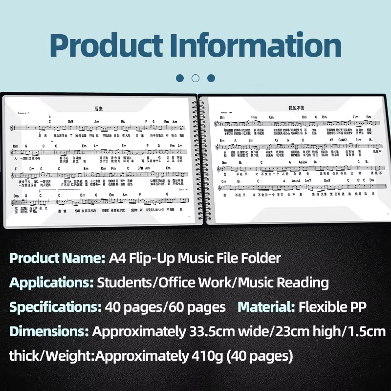 A4 Horizontal Version of the Sheet Music Binder Can Be Modified to Hold Piano Sheet Music, Music Scores Can Be Edited, Binder for Students, Document Folder, Storage Book