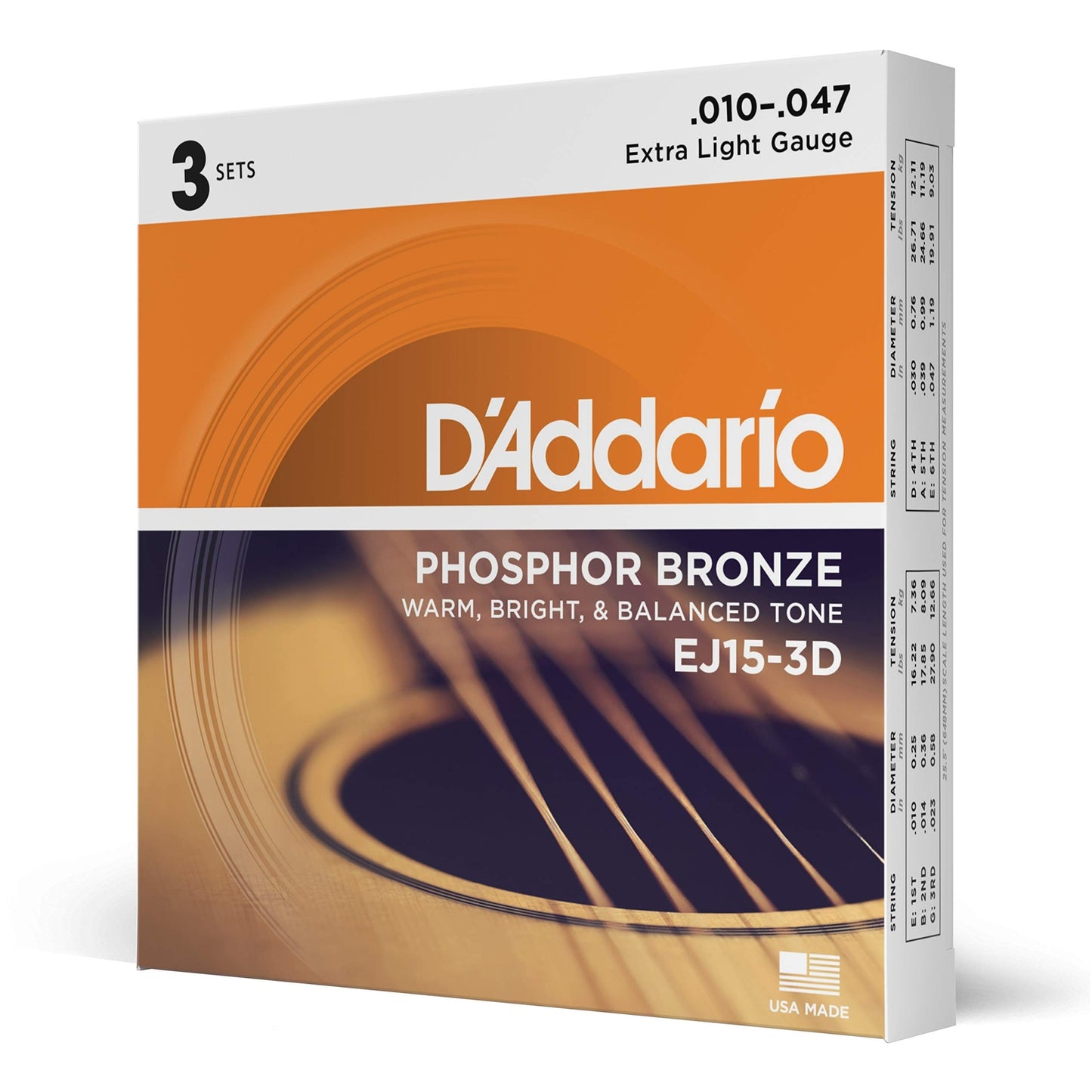 D'Addario 10-47 Extra Light Phosphor Bronze Acoustic Guitar Strings