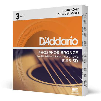 D'Addario 10-47 Extra Light Phosphor Bronze Acoustic Guitar Strings