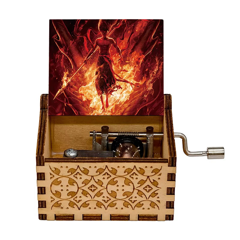 Hand Cranked Wooden Music Box, Anime, Cartoon, Painted, Carved, Music Box, Holiday Gift