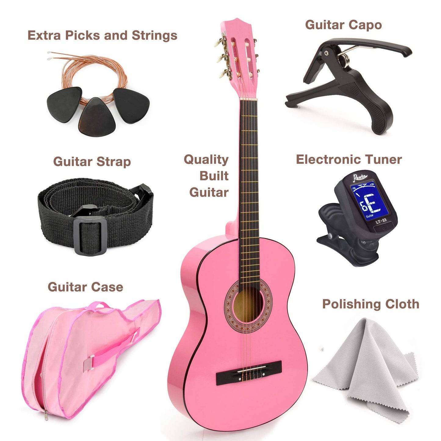 30" Wood Classical Guitar with Case and Accessories for Kids/Girls/Boy