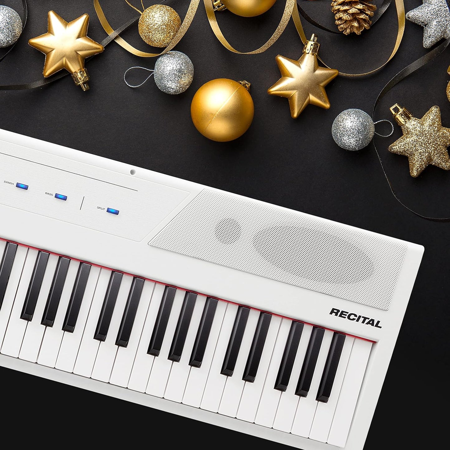 Recital White - 88 Key Digital Piano Keyboard with Semi-Weighted Keys, 2X20W Speakers, 5 Voices, Split, Layer and Lesson Mode, FX and Piano Lessons