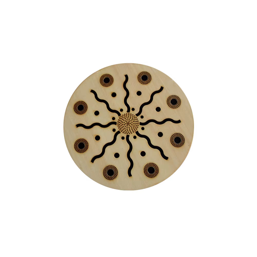 Arborea Solid Wood Stream Drum 8/10/12 Inch Hand Drum with Beautiful Pattern for Yoga and Healing Sea Wave Sound Meditation