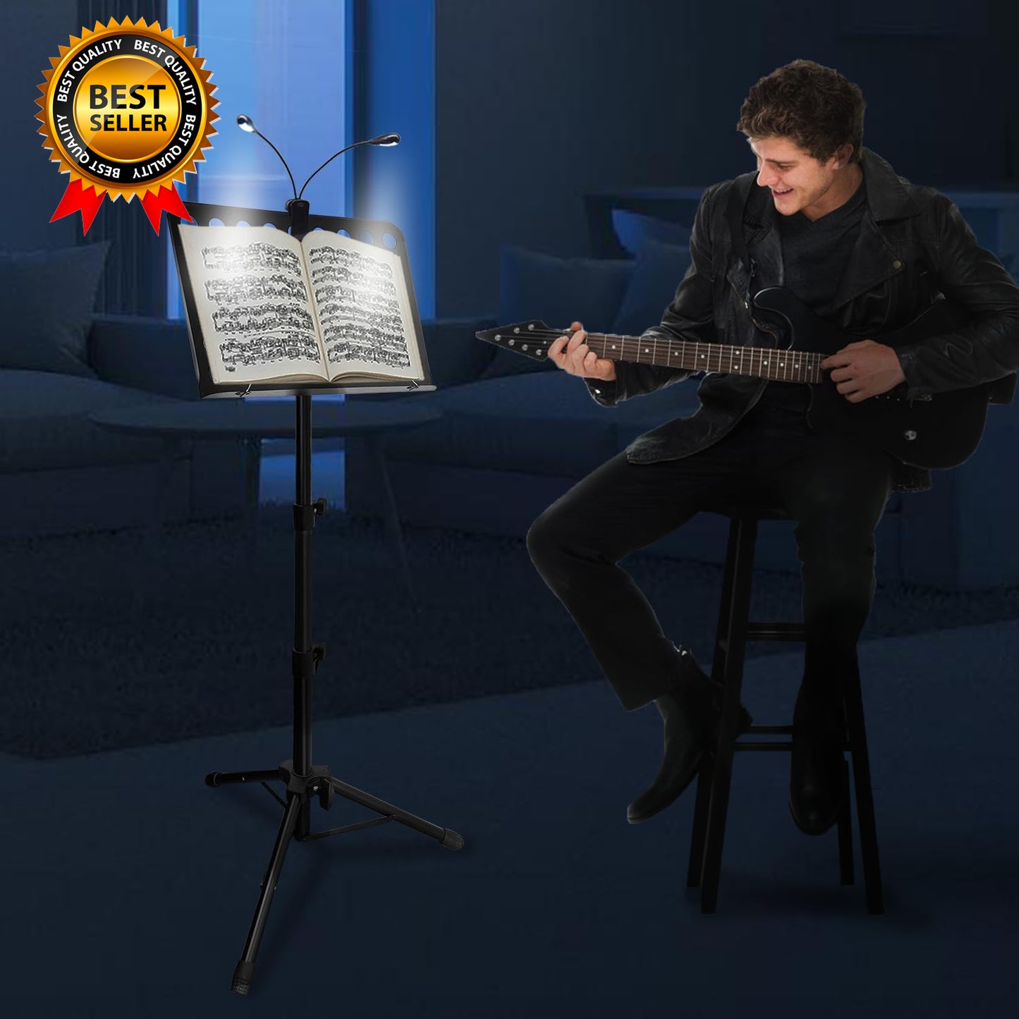 Sheet Music Stand with Light & Phone Holder 57" Music Stand for Sheet Music High