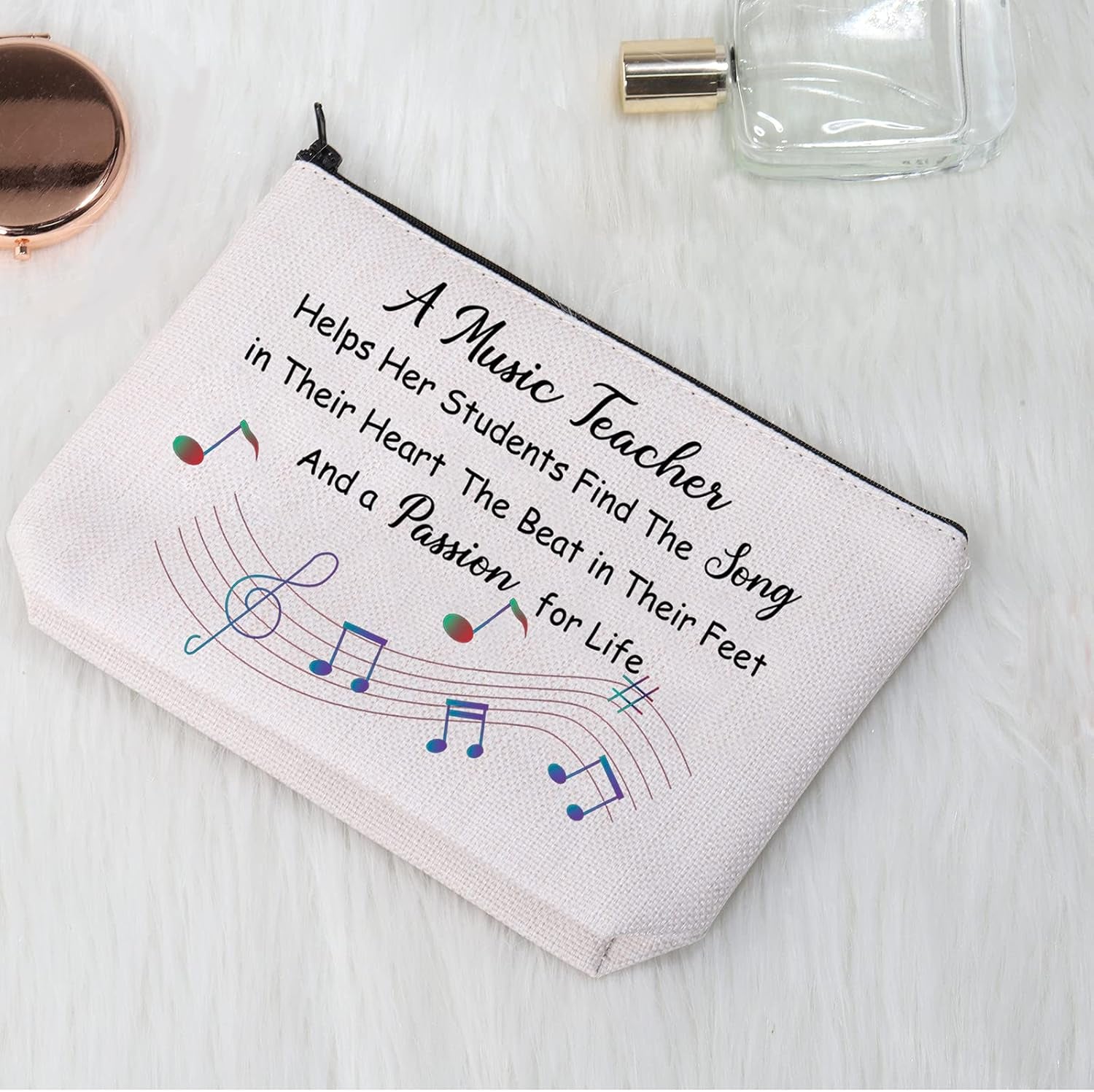 Music Teacher Gifts Music Teacher Bag Makeup Cosmetic Pouch Music Teacher Appreciation Gifts for Women Music Teacher Travel Toiletry Bag Pencil Pouch (Music Teacher Cosmetic Bag)