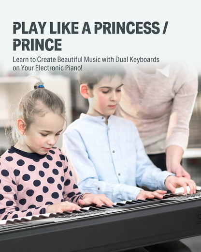 Upgraded 61 Key Piano Keyboard, Electric Keyboard Kit with 249 Voices, 249 Rhythms - Includes Piano Stand, Stool, Microphone, Gift for Beginners, Black (DEK-610S)