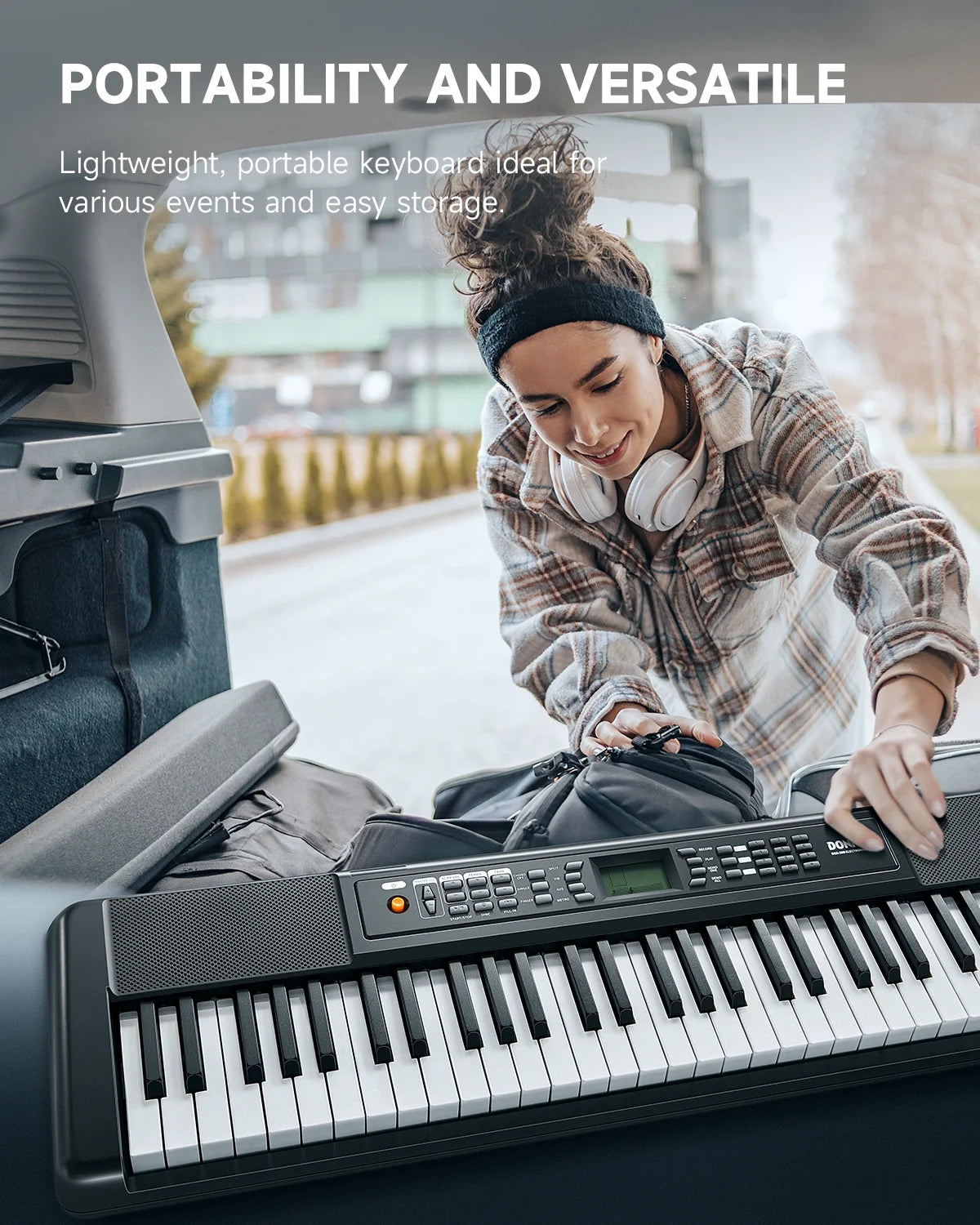 DEK-200 61-Key Piano Full-Size Electronic Keyboard Set, Auto Accompaniment, Metronome,, Includes 300 Tones, with Stand, Bench, Microphone