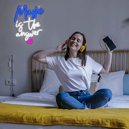 Music Neon Sign Music Is the Answer Neon Light Led Signs Live Music Bedroom Home Disco Bar Studio Music Party Wall Decor Gift