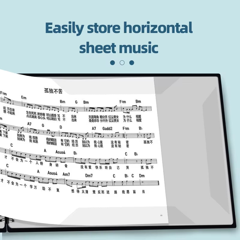 A4 Horizontal Version of the Sheet Music Binder Can Be Modified to Hold Piano Sheet Music, Music Scores Can Be Edited, Binder for Students, Document Folder, Storage Book