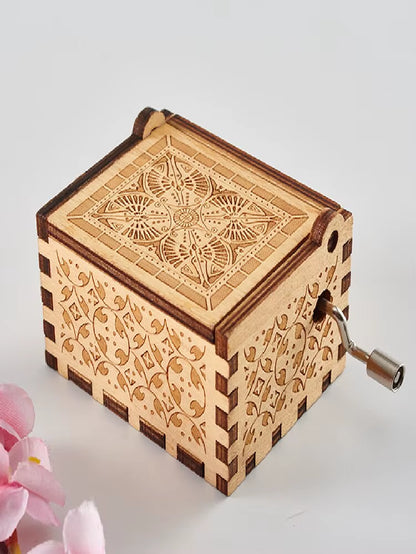 Hand Cranked Wooden Music Box, Anime, Cartoon, Painted, Carved, Music Box, Holiday Gift