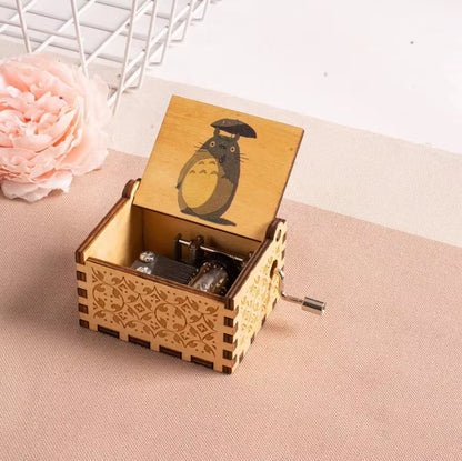 2025 HOT NEW Good Play Toy Wooden Painted Music Box, Totoro Music Gift, Ornament, Light Luxury Wooden Hand Cranked Music Box