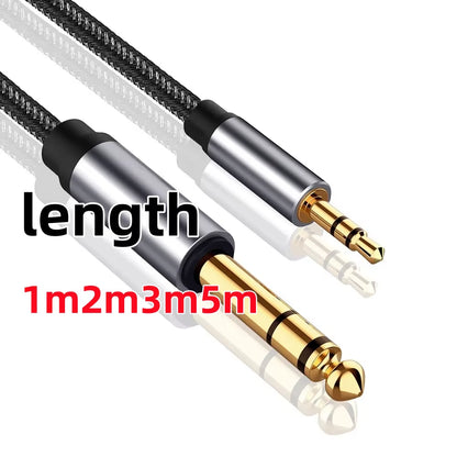 Stereo Braid Cord TRS 1/8 3.5Mm to 1/4 6.35Mm Jack Adapter AUX Audio Cable for MP3 Phone PC Guitar Amplifier Speaker Mixer