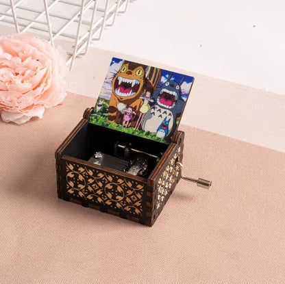 2025 HOT NEW Good Play Toy Wooden Painted Music Box, Totoro Music Gift, Ornament, Light Luxury Wooden Hand Cranked Music Box