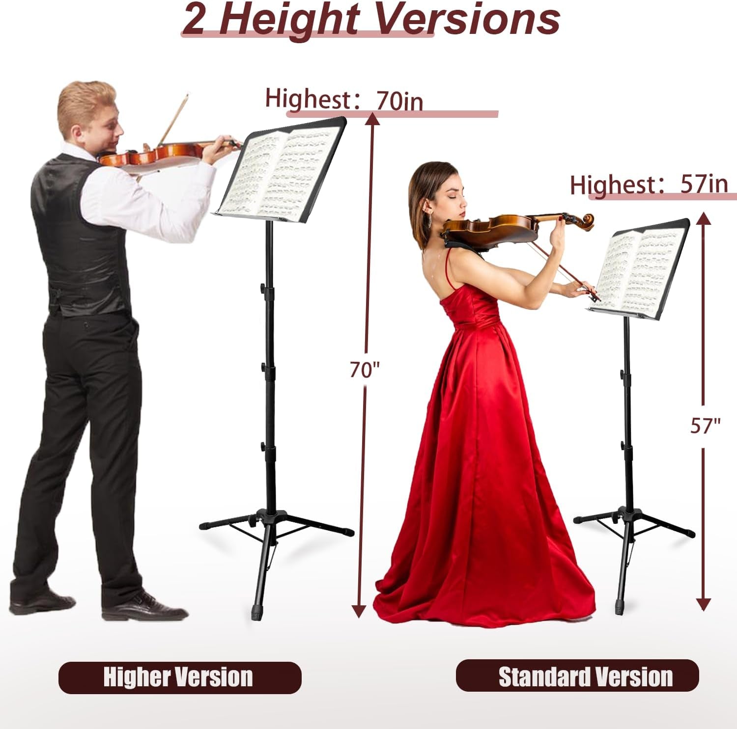 70IN Sheet Music Stand, Tall Music Stand for Sheet Music Height- Adjustable Musi