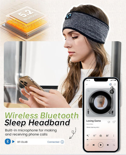 Sleep Headphones Bluetooth Headband Sleeping Headphones Wireless Sleep Headband with Comfortable Earbuds for Side Sleepers, Sleeping Eye Mask for Women Men Workout Running