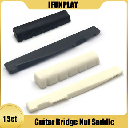 6 String Acoustic Guitar Bridge Nut Saddle Plastic Guitar Saddle for Folk Guitar Black Ivory Guitar Parts & Accessories