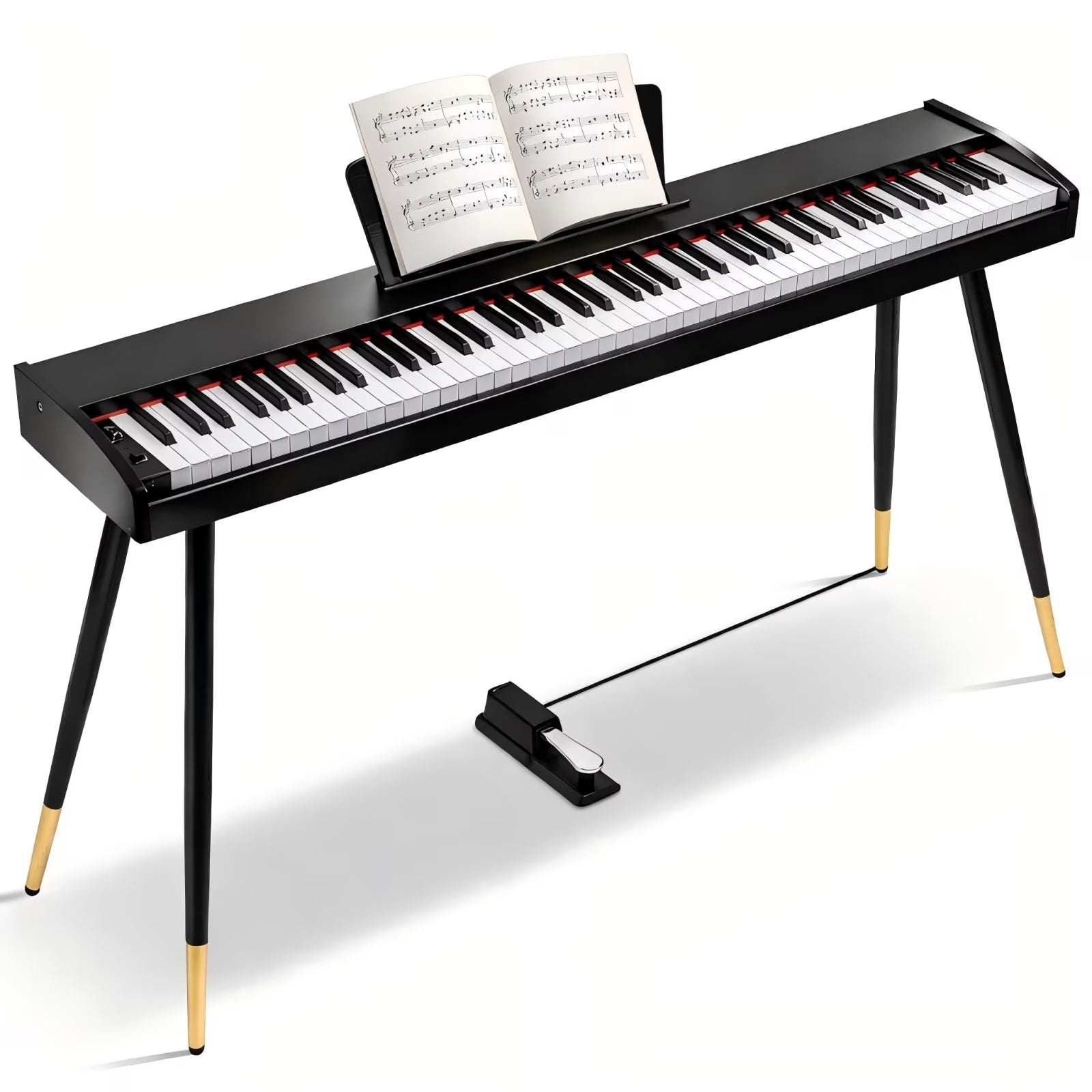 88 Key Digital Piano Keyboard Full-Size Semi-Weighted Electric Piano with Sustain Pedal, Music Rest, Black