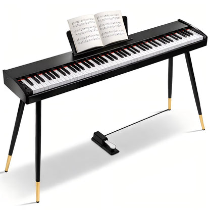 88 Key Digital Piano Keyboard Full-Size Semi-Weighted Electric Piano with Sustain Pedal, Music Rest, Black
