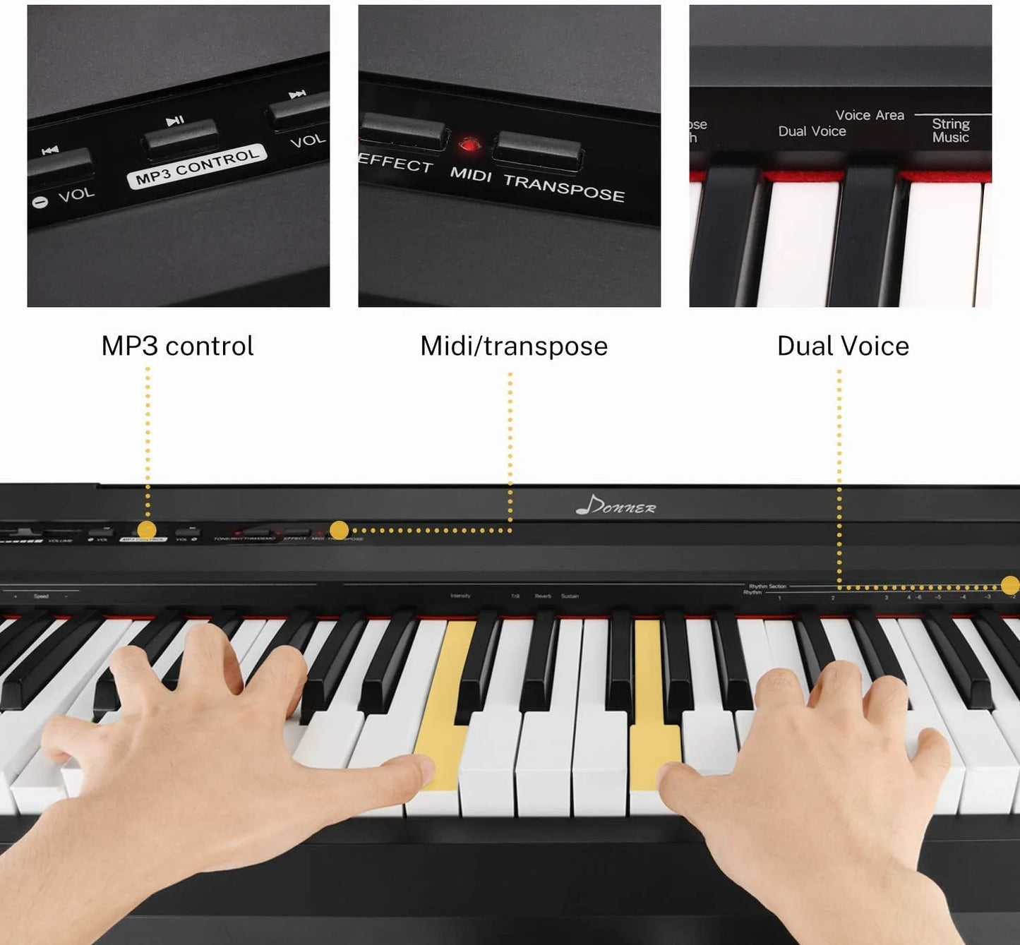 DEP-10 Digital Piano 88 Key Weighted, Full-Size Electric Piano Portable Keyboard for Beginners, with Furniture Stand, Triple Pedals, Power Supply