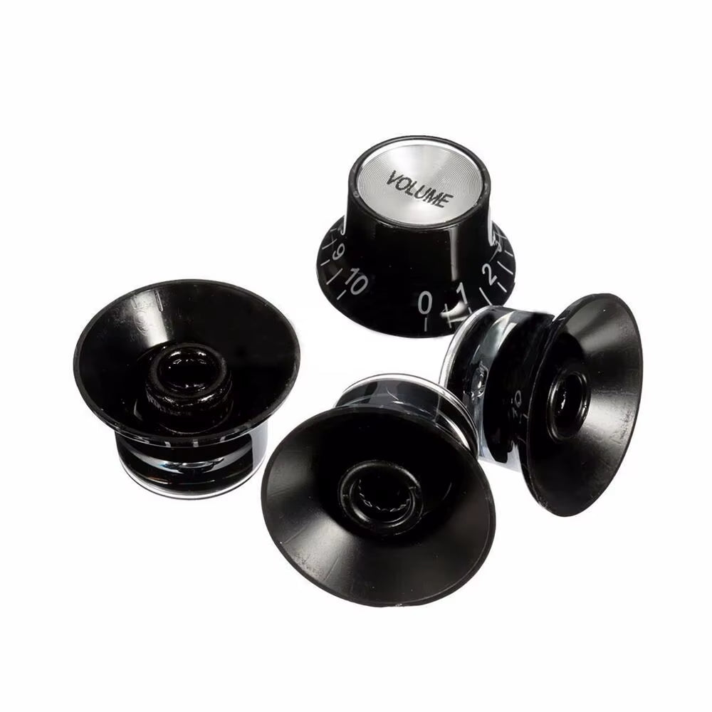 4Pcs Guitar Top Hat Speed Control Knobs 2 Volumes & 2 Tones Silver Bell for LP SG Guitar