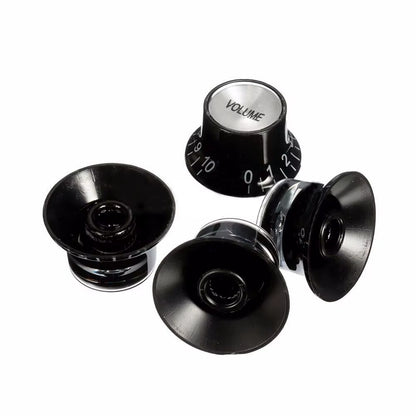 4Pcs Guitar Top Hat Speed Control Knobs 2 Volumes & 2 Tones Silver Bell for LP SG Guitar