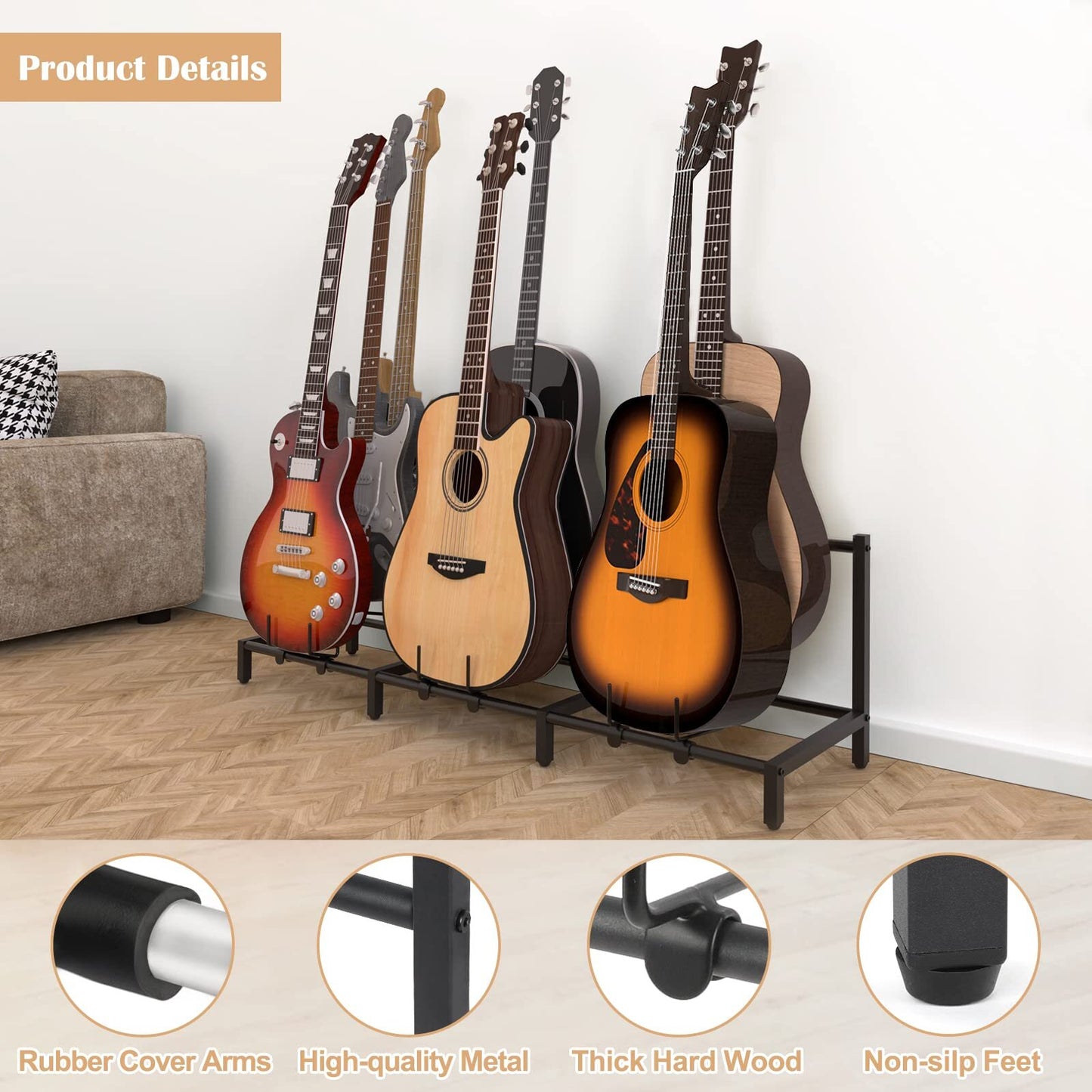 Guitar Stand 7-Holder for Acoustic Electric Bass Rack Adjustable for Multiple