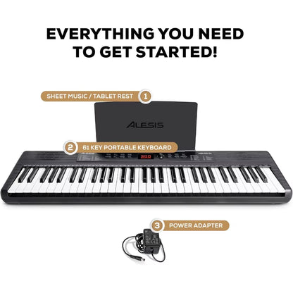Alesis Melody 61 MK4 Keyboard Piano for Beginners with 61 Keys Speakers Tablet Sheet Music Stand 300 Sounds and Music Lessons D