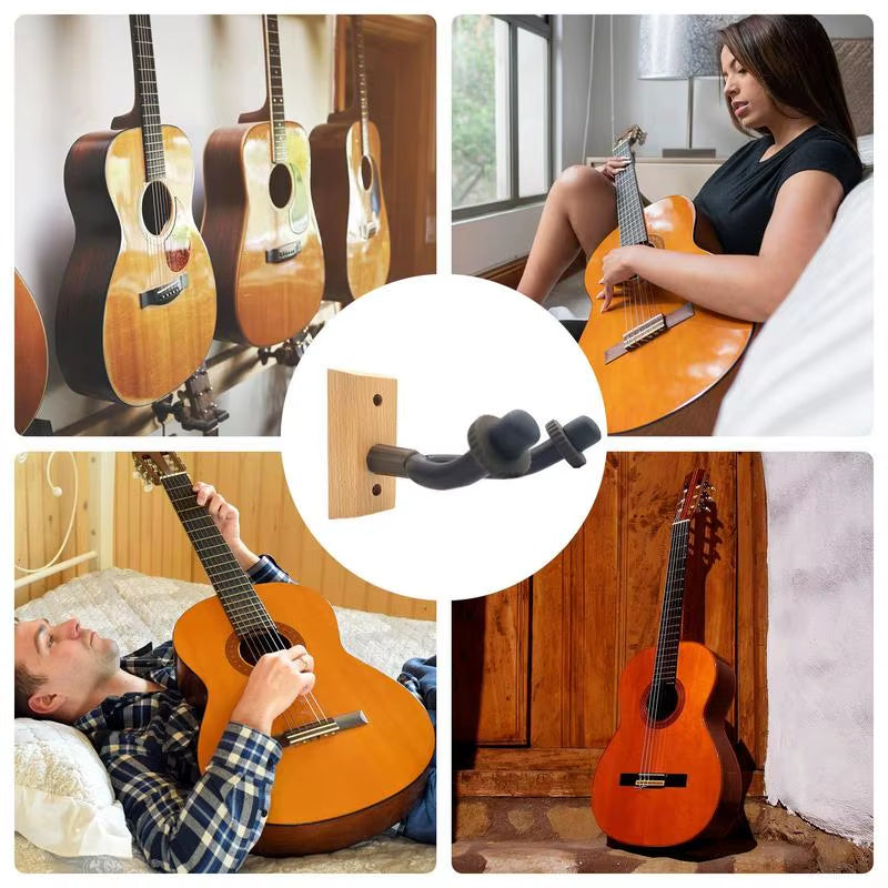 Guitar Hangers Hook Wood Guitar Wall Display Bracket Reusable Hard Wood Base Guitar Wall Hooks for Acoustic Guitars Ukulele
