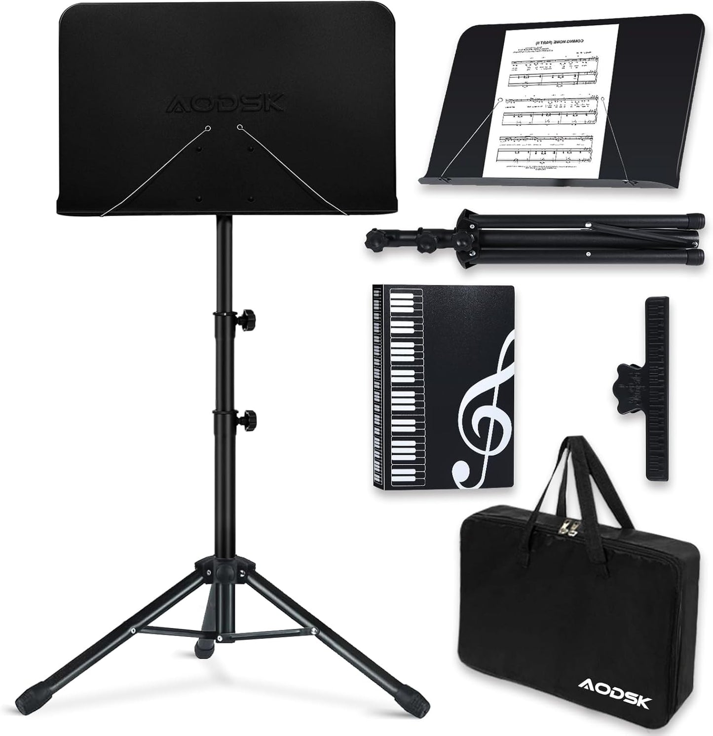 Sheet Music Stand,5 in 1 Dual-Use Folding Sheet Music Stand & Desktop Book Stand
