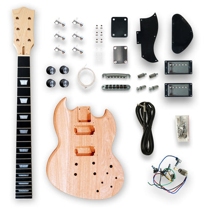 DIY Electric Guitar Kits Okoume Wood Body Maple Neck & Composite Ebony Fingerboa